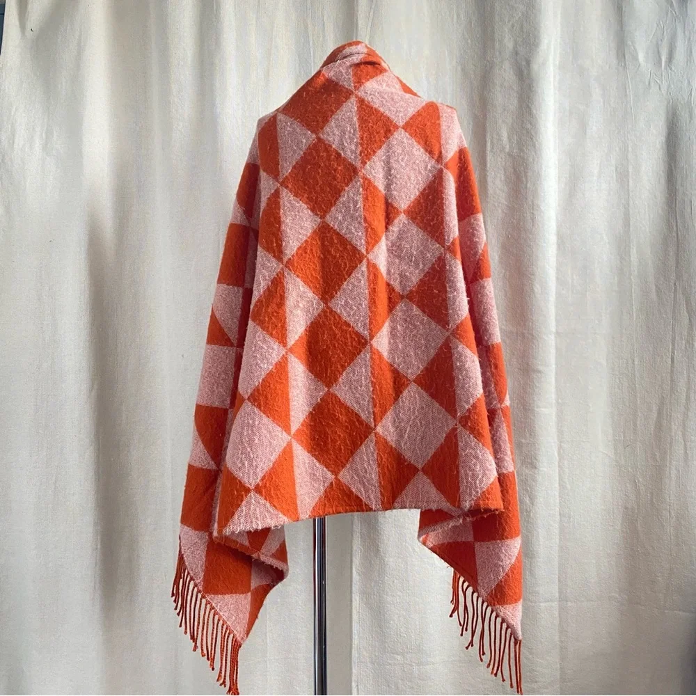 WEST ELM Softest Throw - orange white